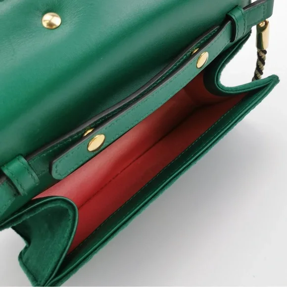 Green Velvet Designer Shoulder Bag - Picture 7 of 14